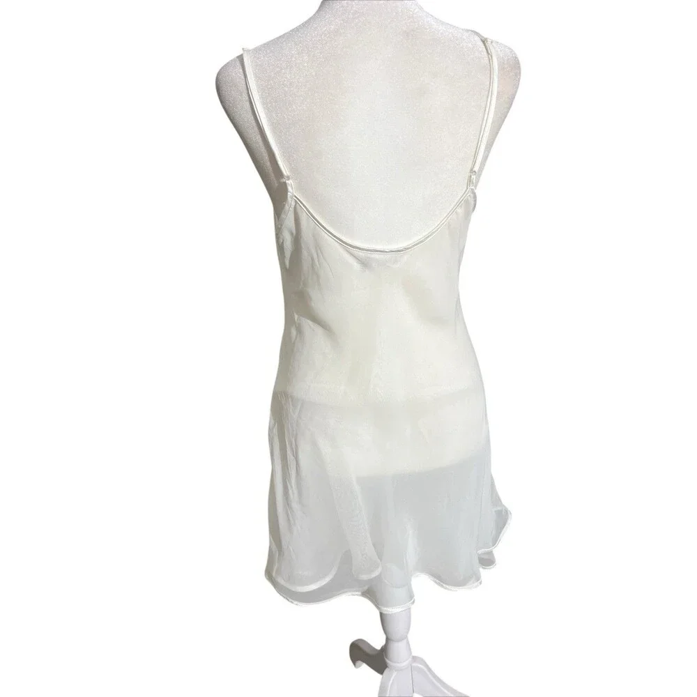 Vtg Fredericks Of Hollywood Sheer Slip Dress Double Layer Bridal Nightie Sz M